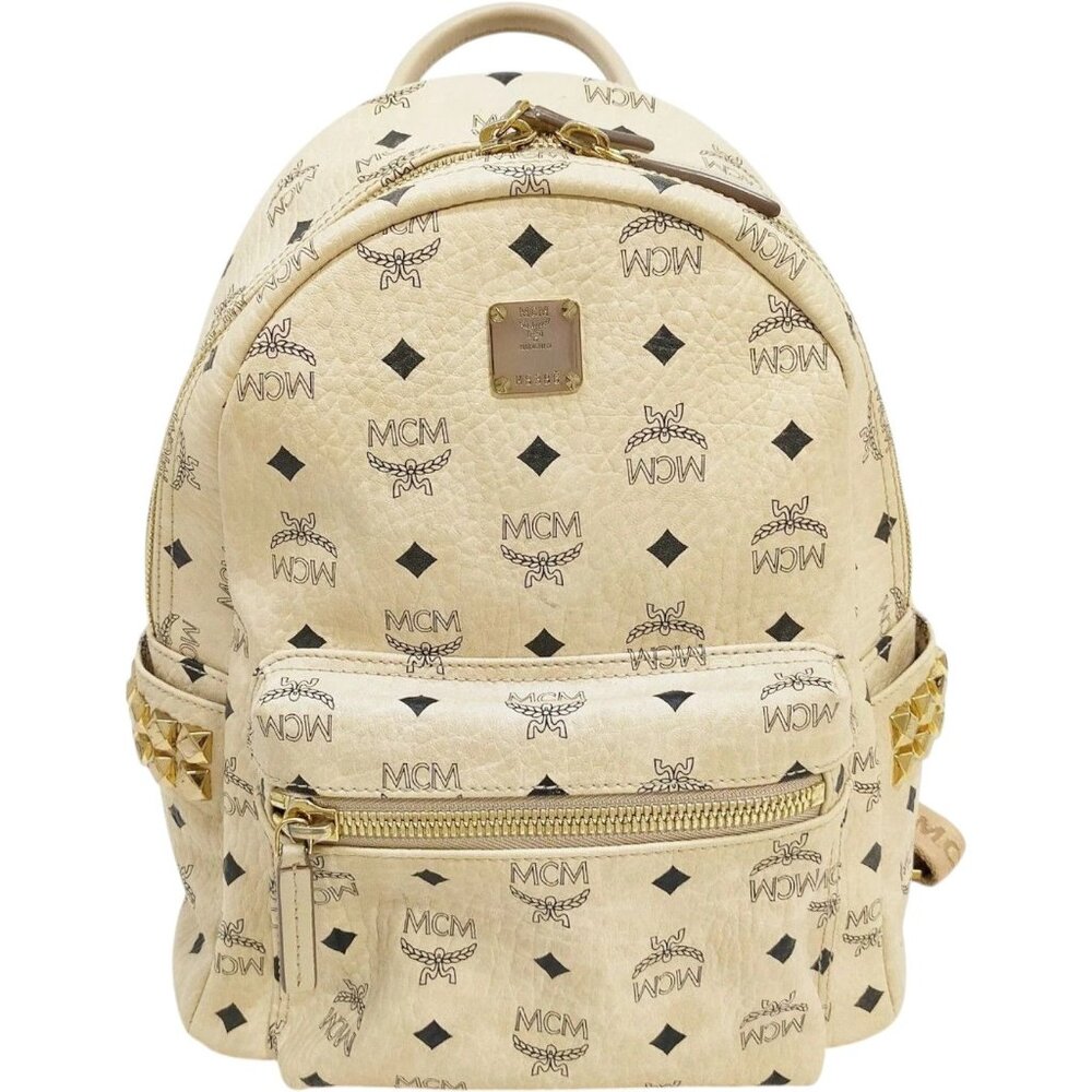 (L5) MCM Backpack Bag Beige PVC